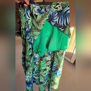 Tropical Leaf Print Maxi Skirt